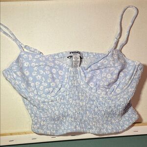 RSQ Pale Blue Floral Smocked Cami